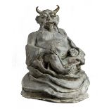 A bronze Japanese style seated demon