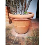 A pair of terracotta tapering cylindrical planters second