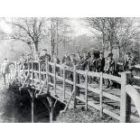 THE HISTORICALLY IMPORTANT POOH STICKS BRIDGE FROM ASHDOWN FOREST A carved oak bridge circa...