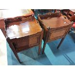 2 Antique Mahogany Bedside Cupboards