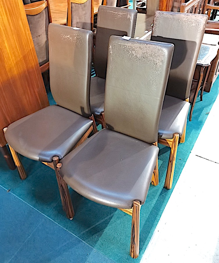 4 Zebra Wood Din Chairs - Image 2 of 2