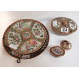 Chinese Famille Rose Plates & Trinket Boxes