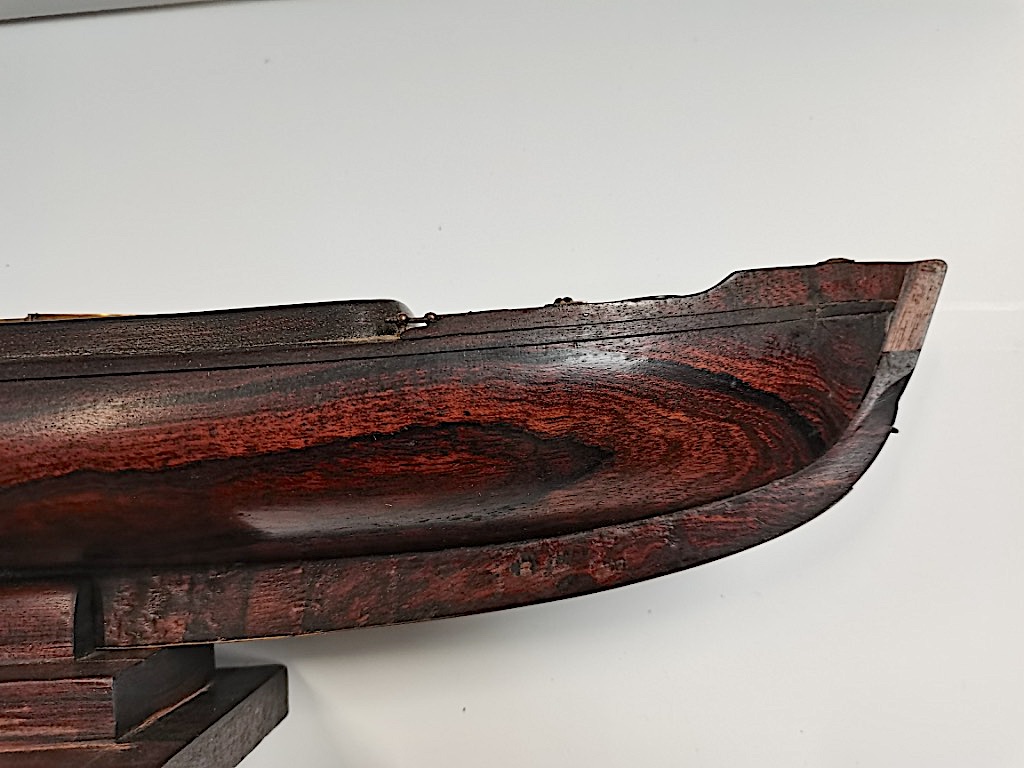 A rosewood 50cm long Model of a sailing canoe with letter from National Martime Museum - Image 7 of 8