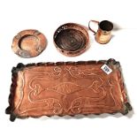 Arts and crafts Copper Tray & Plate + Wine Coaster & Tankard