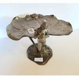 Art Nouveau style metal stand with cherub figure