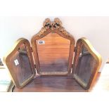 Gilt triple dressing table mirror