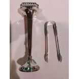 Silver Vase & Tongs 173g