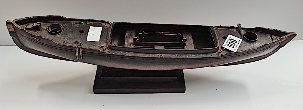 A rosewood 50cm long Model of a sailing canoe with letter from National Martime Museum - Image 3 of 8