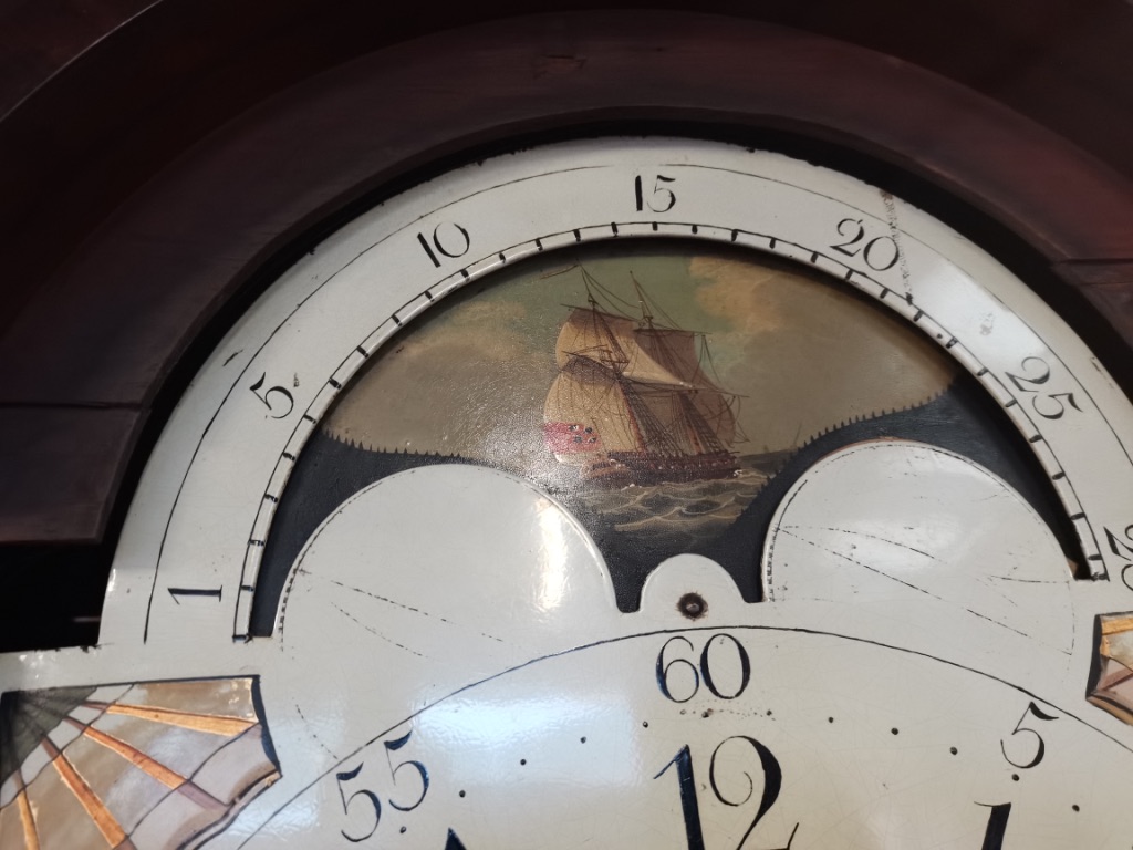 An 8 day longcase clock with painted face by R Lawson Hindley - Image 10 of 11