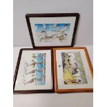 3 x Simon Drew Pictures in the sureal style 2 Dark Frames One Light 31cm x 39cm