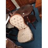 Vict Nursing Chair & Mah Kidney Shaped inlaid Table