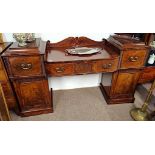 Antique Mahogany pedestal sideboard ( good condition but some veneer missing in drawers )
