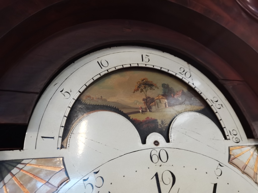 An 8 day longcase clock with painted face by R Lawson Hindley - Image 9 of 11