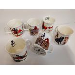 6 x china mugs by Bryn Parry studios of Downton