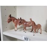 3 Beswick Donkeys