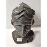 Pewter Style Bust possibly Amy Johnson 25cm good condition