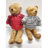 2 vintage Teddy Bears 65 x 75cm