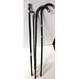 4 Silver Top Walking Sticks & Canes