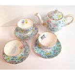 Foley Tea breakfast set with floral decoration ex. Condition