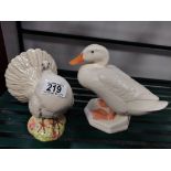 Beswick fantailed dove 1614 + duck 817