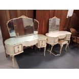 2 Cream Painted Dressing Tables & Stool