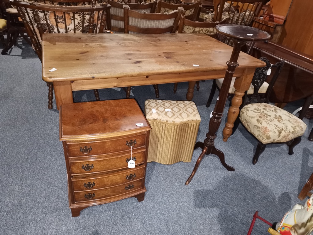 Walnut Chest, Plant Stand & Linen Box