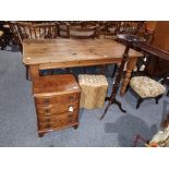 Walnut Chest, Plant Stand & Linen Box