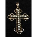 9ct gold Celtic cross with white stones
