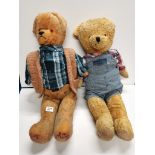 2 Vintage Teddy Bears 75 & 60cm