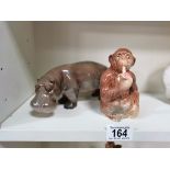 Beswick Hippo & Smoking Monkey