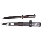 WW2 German K98 bayonet with SS marked late war leather frog