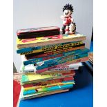 Coll of Beano Annuals, Dennis the Menace Pencil Tin and Contents plus Figure