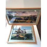 A pair of Framed Jigsaw of Spitfires 45cm H 82cm W and 45cm H 59cm W