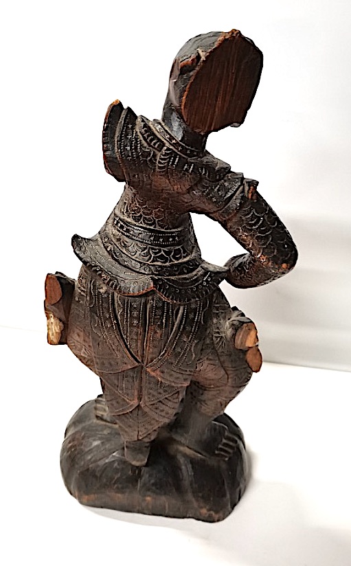 An early Oriental Wooden Warrior 46cm - Image 2 of 2