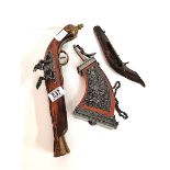 Antique Pistols plus two reproduction pistol and loader