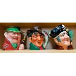 3 Doulton Character Mugs - Long John Silver, The Poacher, Beswick John Weller