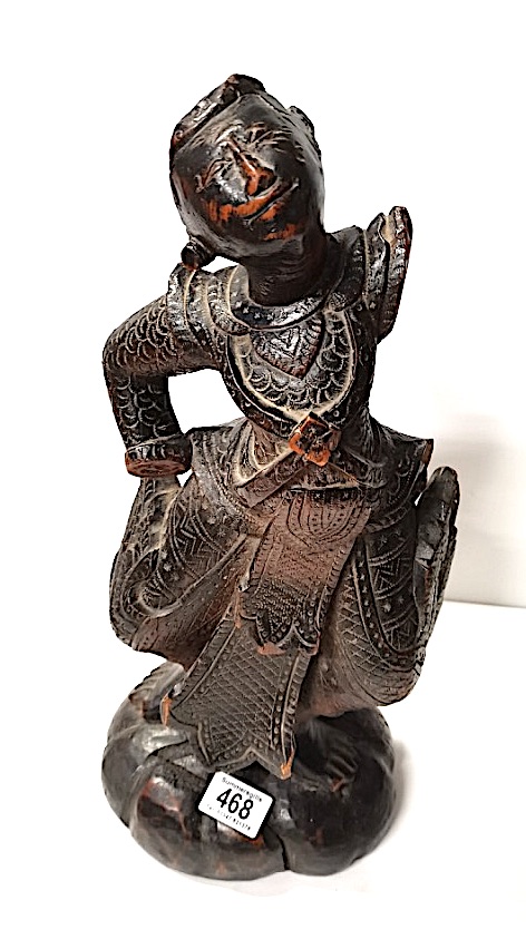 An early Oriental Wooden Warrior 46cm