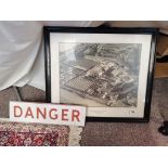 Danger Metal Sign & Picture of John Rostron & Sons Paper Mill @ Selby