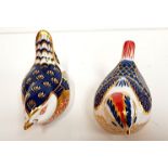 2 Crown Derby Bird Paper Weight (Silver Stoppers)