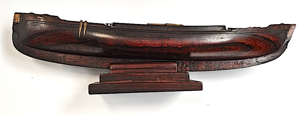 A rosewood 50cm long Model of a sailing canoe with letter from National Martime Museum - Image 5 of 8