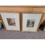Pair of watercolours by E Booth in excellent condition 49cm H 40cm W