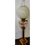 Victorian Brass Corinthian Column Oil Lamp 80cm high in perfect condition
