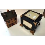 Vintage metal Magicians box and Georgian style tea caddy