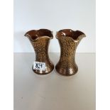 Pair of ELTON ware crackle gold vases 15cm height ( ex. condition )