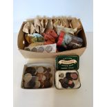 Box of World Coins incl early Victorian Penies