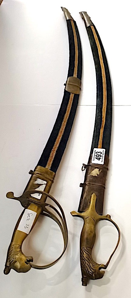 2 x reproduction brass swords