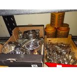 Plated Items, Cutlery & 3 Hornsea Storage Jars