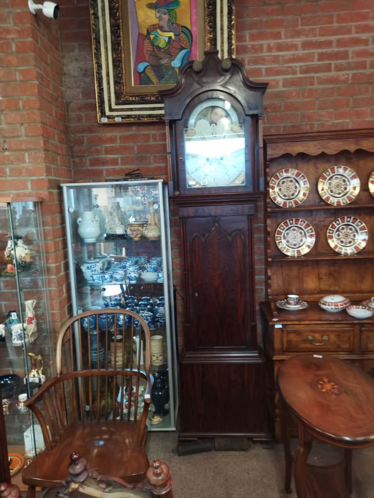 An 8 day longcase clock with painted face by R Lawson Hindley - Image 6 of 11