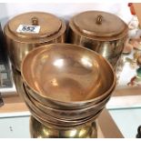 2 x vintage Brass Lidded Jars & 4 Bowls