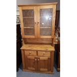 Repro Pine Dresser with Leaded Lights